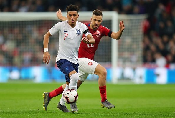 Jadon Sancho in action for the '3 Lions'